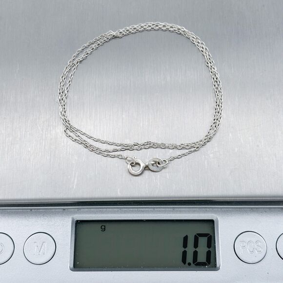 Vintage SU Sterling Silver 925 0.8mm Chain Link Necklace 18" - Picture 3 of 3